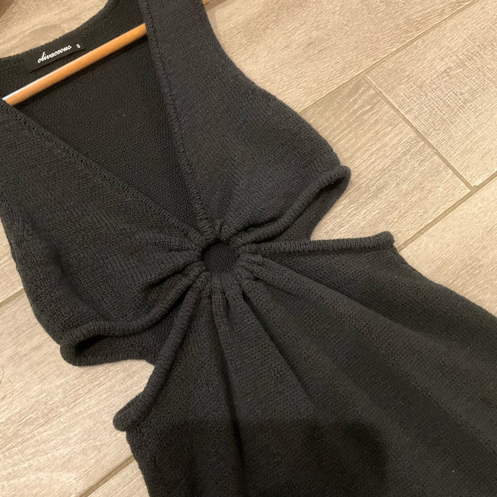 Olivaceous Sweater Cutout Dress
